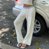 Pantalon à cordon de serrage en maille contrastée