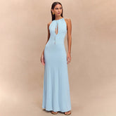 Robe de bal dos nu à lacets ajourés et taille haute