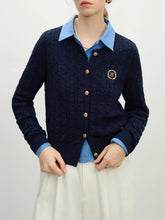 Cardigan en maille à col rond ajouré pour le bureau