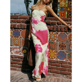Robe de vacances bustier fendue à fleurs