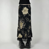 Jupe trapèze vintage à fleurs taille mi-haute