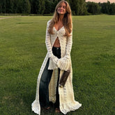 Robe bohème en maille à manches évasées, coupe ajustée et col en V