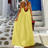 Robe bohème oversize en coton et lin à fines bretelles