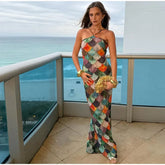 Robe moulante à manches imprimées de sequins et d'écailles