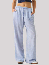 Pantalon droit rayé rose et bleu