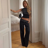 Pantalon slim imprimé taille haute
