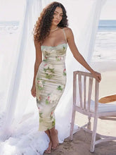 Robe midi bustier imprimée en dentelle