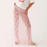 Jupe longue transparente en dentelle florale style années 2000
