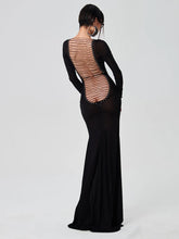 Robe de soirée transparente dos nu à manches longues