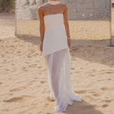 Robe longue transparente fendue dos nu en maille
