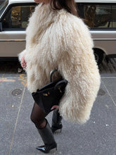 Manteau d'hiver court en fausse fourrure blanc chaud