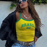Crop top imprimé lettres football