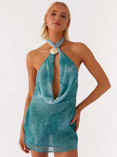 Robe de vacances tie-dye dos nu à épaules dénudées et découpes