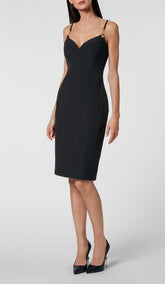 Robe midi bandage à bretelles noire