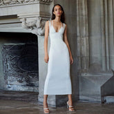 Robe midi bandage en maille sans manches à bretelles SW6568
