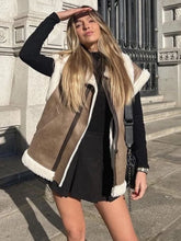 Gilet sans manches patchwork à col en V