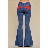 Pantalon bootcut à jambes larges imprimé étoiles