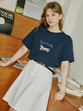 T-shirt imprimé en coton à manches tombantes