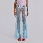 Jupe transparente vintage en dentelle florale