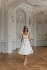 Robe de vacances trapèze en dentelle à col V et genoux