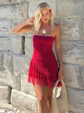 Robe mini bustier à volants transparente