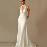 Robe de bal trapèze dos nu simple à col halter