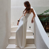 Robe de bal dos nu à décolleté plongeant et ruban froncé