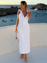 Robe midi trapèze à lacets et volants