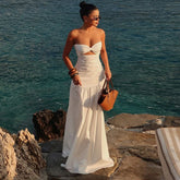 Robe de bal bustier ajourée pour vacances à la plage