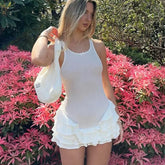 Robe mini débardeur transparente à volants