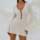 Robe moulante unie ajourée