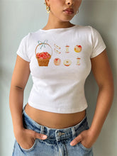 T-shirt à col rond et imprimé fruits, coupe ajustée