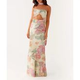 Robe de vacances sirène à fleurs 3D et épaules dénudées