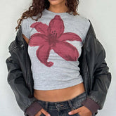 T-shirt décontracté fleuri coupe slim
