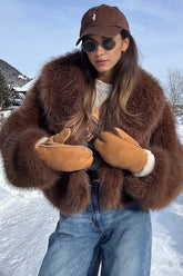Manteau d'hiver en peluche épaisse effet fourrure à revers souple