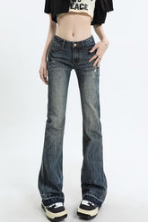 Jean slim bootcut vintage délavé à taille basse