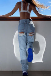 Jean slim délavé taille haute