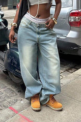 Jean droit large délavé vintage