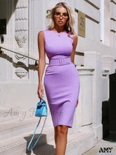 Amy Fashion - Bandage Lilac Purple Elegant Party Dress Lavender / Xs
