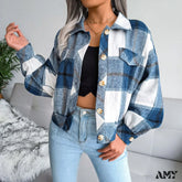 Amy Fashion - Plaid Vintage Pockets Oversized Jacket