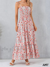 Amy Fashion - Vintage Women Sleeveless Tie-Up Spaghetti Strap Floral Print Summer Party Beach