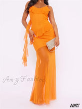 Amy Fashion - Vintage Women V-Neck Ruffles Spaghetti Strap Solid Color Summer Party Beach Female