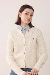 Cardigan en maille à manches longues et col rond uni, polyvalent