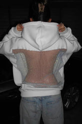Sweat à capuche zippé ample à imprimé léopard rétro