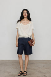 Linen High Waist Casual Shorts Pants