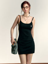 Robe mini moulante à fines bretelles - Robe débardeur en jersey doux