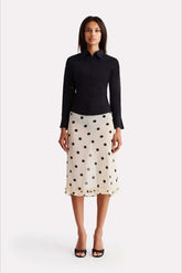 Jupe trapèze taille haute à pois