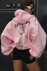Sweat à capuche zippé ample avec imprimé au dos Sweet & Spicy