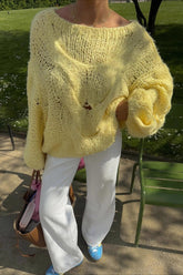 Pull doux uni à épaules tombantes