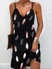 Robe nuisette imprimée à col V et épaules dénudées